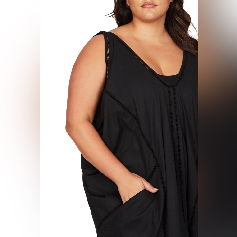 ArteSānds Land's End NWT Black Wagner Beach Dress Cover up Size 20 - 22 - Picture 2 of 7
